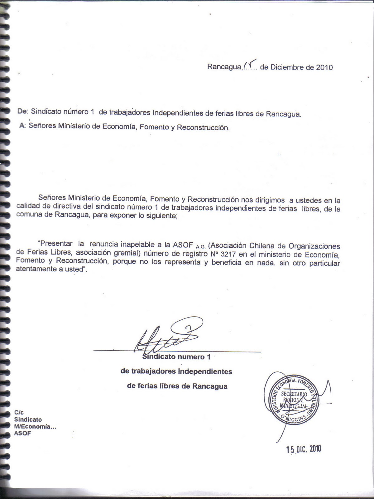 Image Of Modelo Carta De Renuncia Sindical Carta 